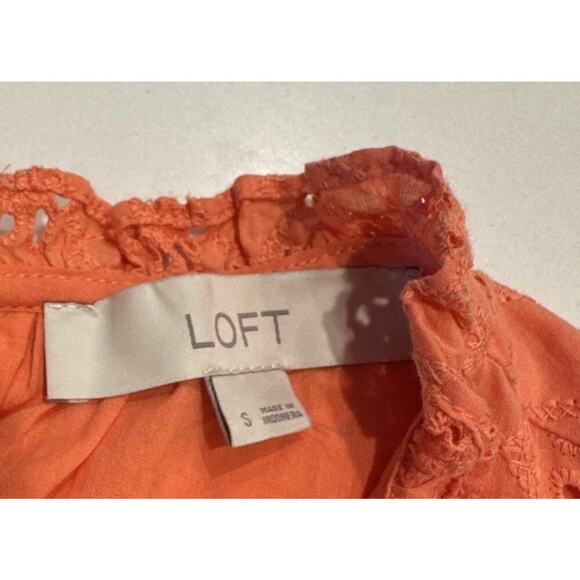 Ann Taylor LOFT Women’s Size Small Bright Orange Eyelet Top Sleeveless Cotton - Picture 4 of 5